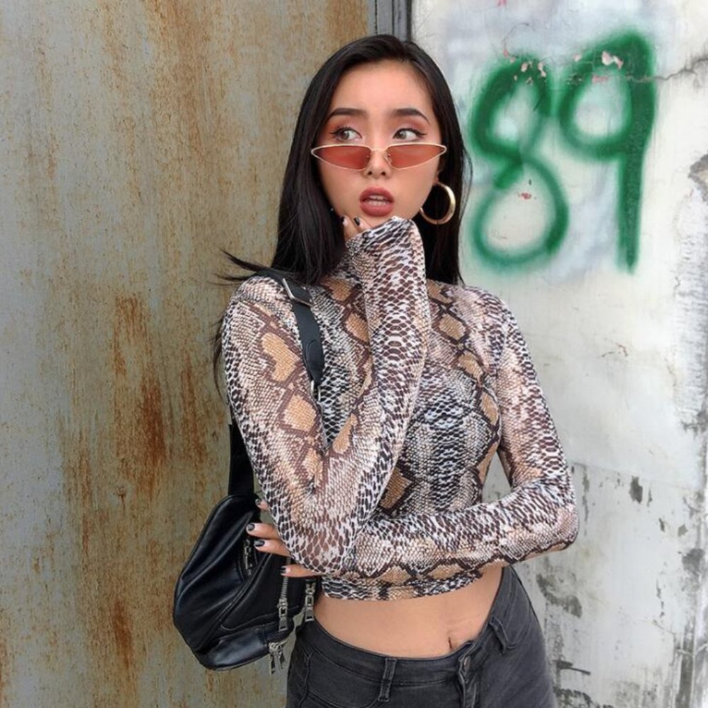 Mesh Top Snake Skin Print Branded Wear For Less - Picture 3 of 5